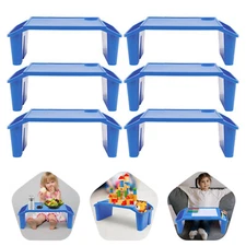 6 Pcs PP Kids Lap Desk Tray Plastic Breakfast Laptop Trays With Side Pockets US