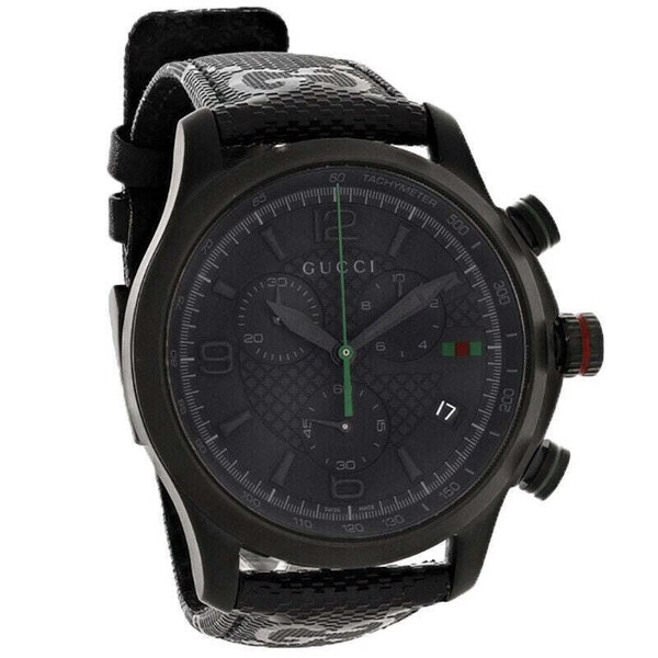 Gucci G-Timeless Chronograph 44mm Black Stainless Steel Case with 