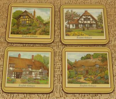 Rare Vintage Cork Coasters * English Cottages * Pimpernel Made in England