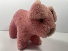 Sheepskin Evergreen Farm pig pink Plush Stuffed Animal 13" Toy USA Made wool vtg