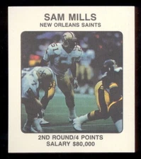 1989 NFL Franchise Board Game SAM MILLS New Orleans Saints Card