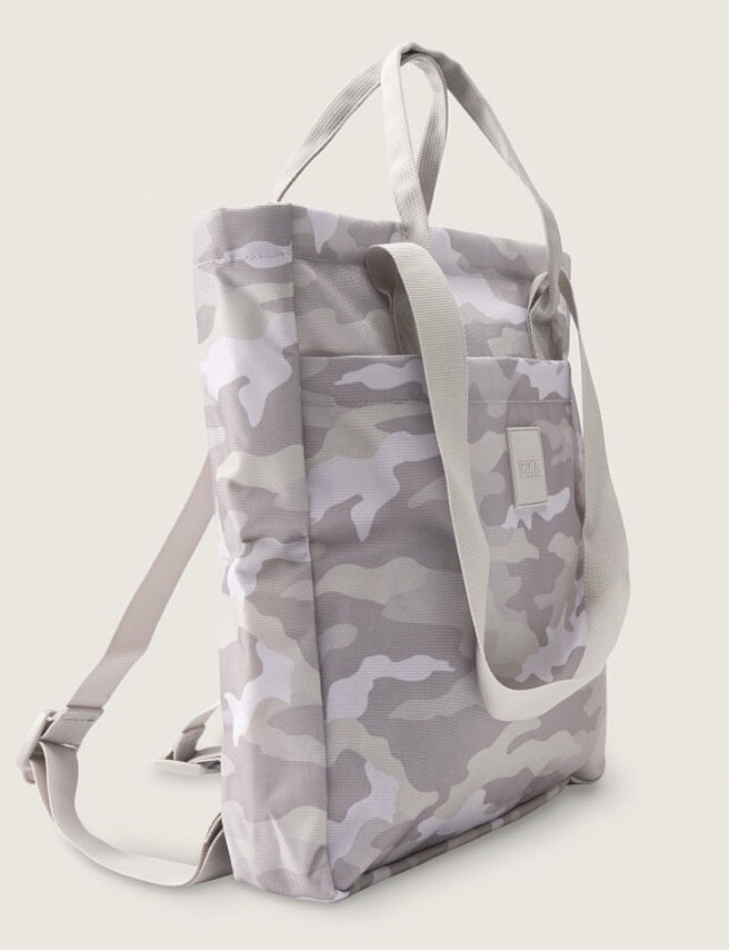 Pink & Gray Women\'s Backpack Tote Womens Rucksack. Canvas / Linen Tote Bag. Grey / Light Pink  main image 4