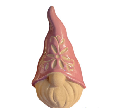 Easter Ceramic Faceless Gnome Figurine Decor 8.5 '' Mauve Tan new