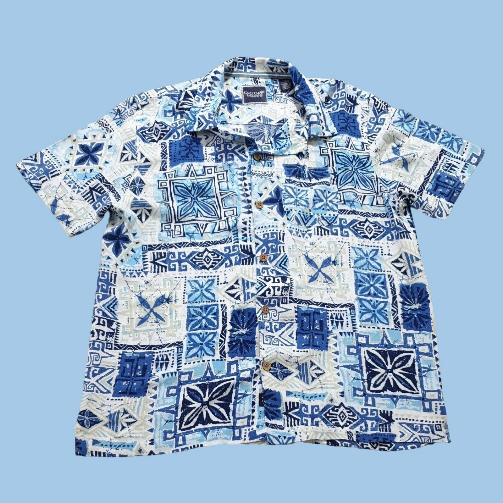 Coastal Casuals Caribbean Joe Mens Large Short Sleeve Shirt Hawaiian Vacation