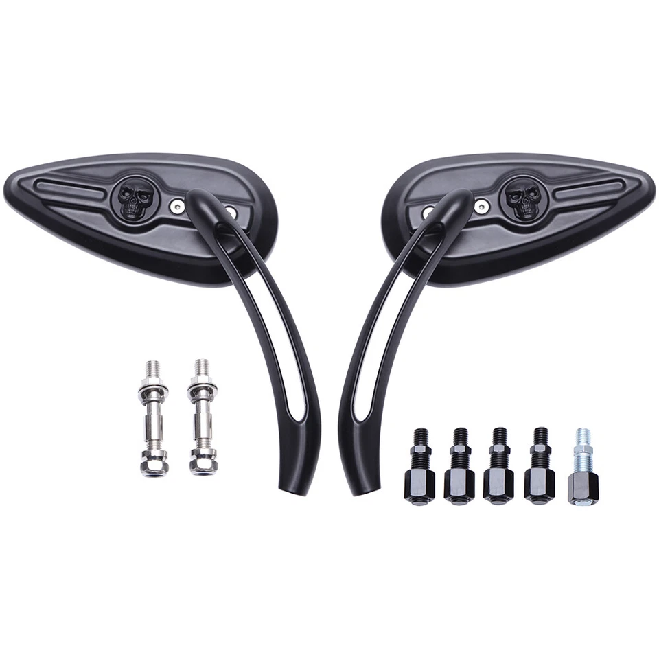 For Triumph Rocket III Touring Classic Roadster Motorcycle Skull Rear Mirrors - Image 2 of 4