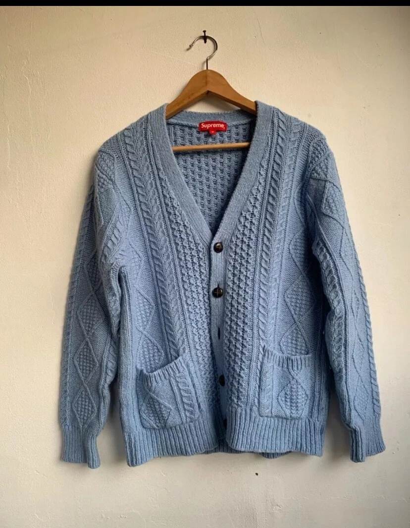 RARE CARDIGAN FW16 Supreme Cable Knit TAILLE M LAINE COTON 100% AUTHENTIQUE VINTAGE