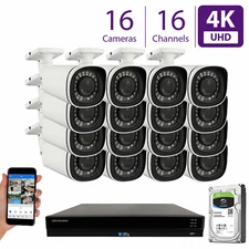(16) 4K 8MP 5X Motorized Zoom IP Microphone (4TB) NVR PoE Security Camera System