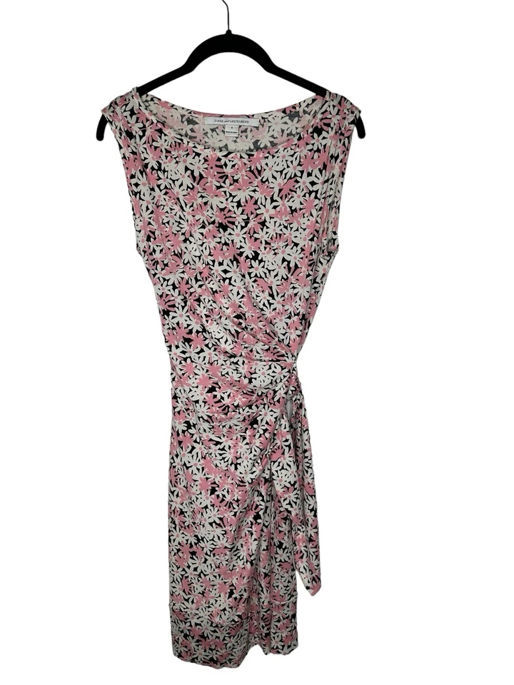 Diane Von Furstenberg Womens New Della Mini Floral Dress 6 Feminine Silk Blend - Image 2 of 4