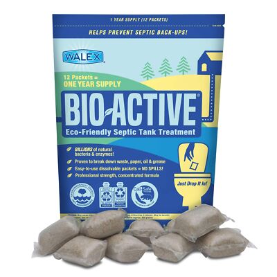 Premium Bio-Active Septic Tank Treatment with a One-Year Supply of Helpful Bacte