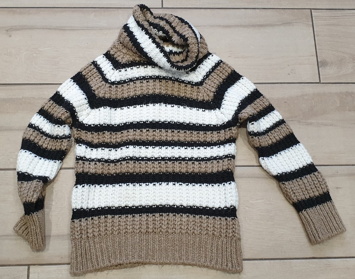 Florence and Fred Womens Striped Stripy Warm Turtle Neck Jumper Size 10