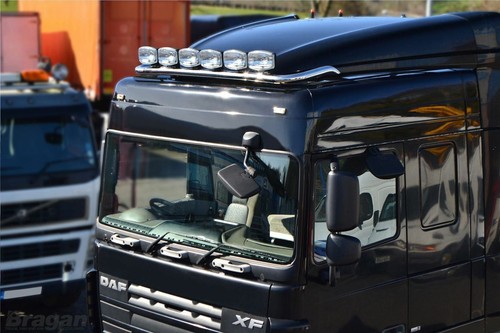 Roof Bar + LED Spots s + Clear Beacons For DAF XF 95 Space Stainless Steel Truck - Picture 5 of 9
