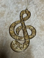 Large Treble Clef Christmas Ornament Gold