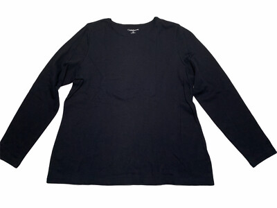 NWOT Croft & Barrow 0X Long Sleeve Shirt Womens Black Crew Neck Solid Cotton