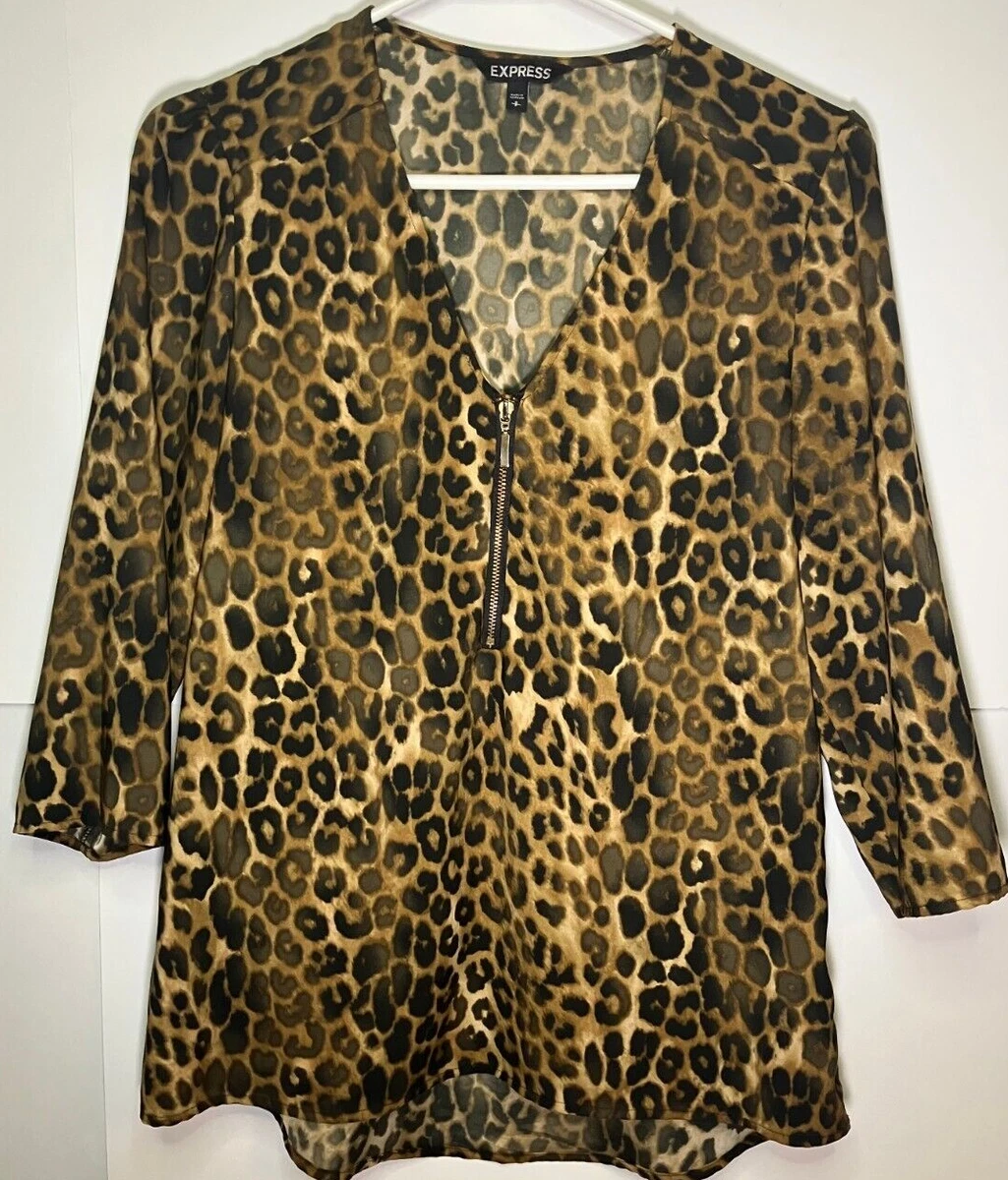 Express leopard print blouse sales