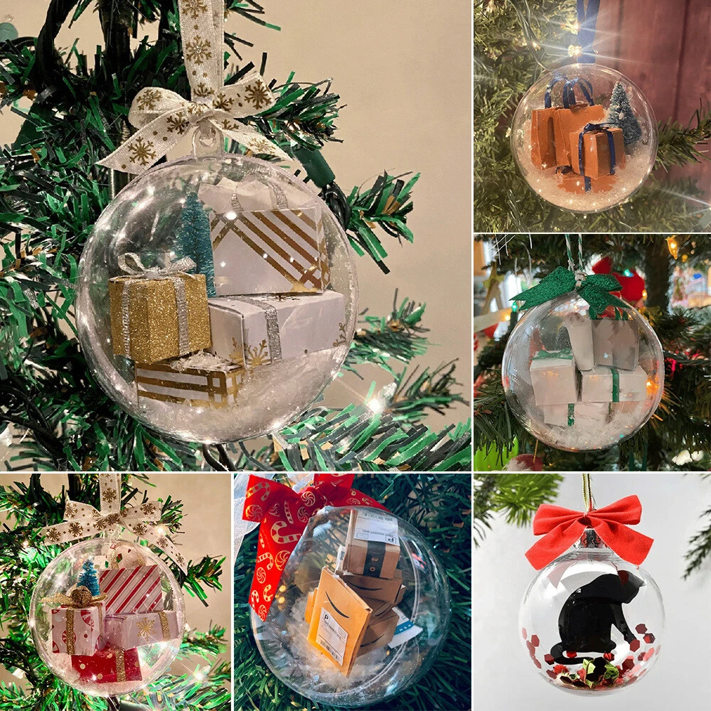 Christmas Mini Packages Clear Box Balls Tree Haning Decor Home