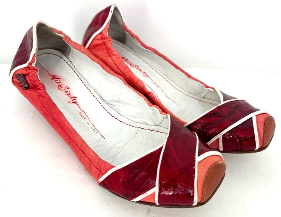 Zapatos de salón Mary Jane de colección años 90 Miss Sixty rojo marrón cuero tacón de gatito talla 39 Foto 4 de 4