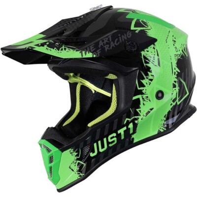 Just1 J38 Mask Green/Titanium/Black Adult Motocross MX Helmet Size X-Large