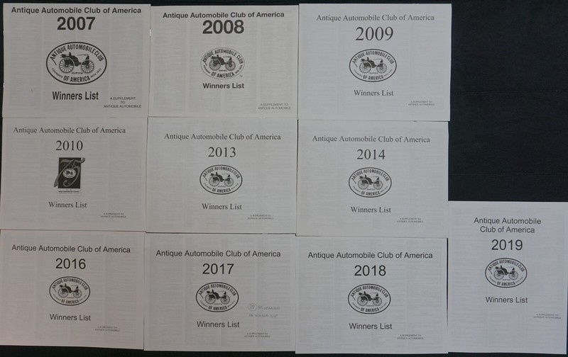 (10) AACA Antique Automobile Club Of America Vehicle Winners Lists From Meets