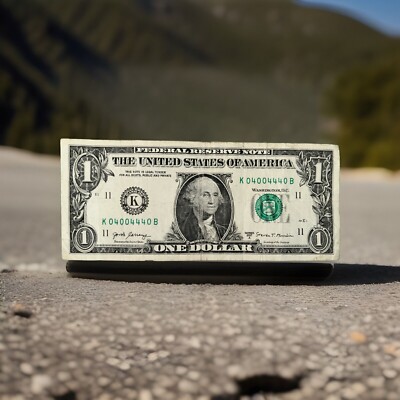 ONE DOLLAR BILL FANCY BINARY SERIAL NUMBER K04004440B SERIES 2017A
