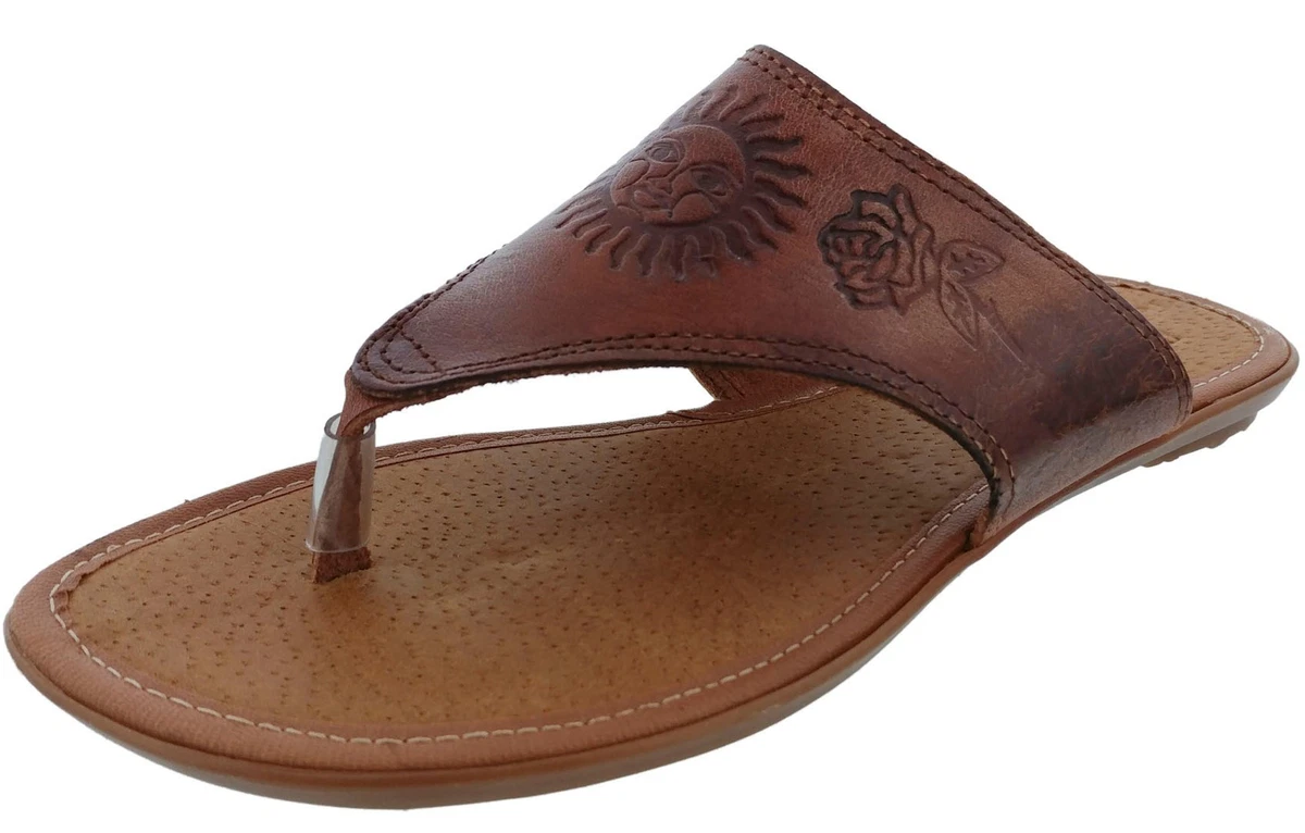 Ladies leather sale flip flops