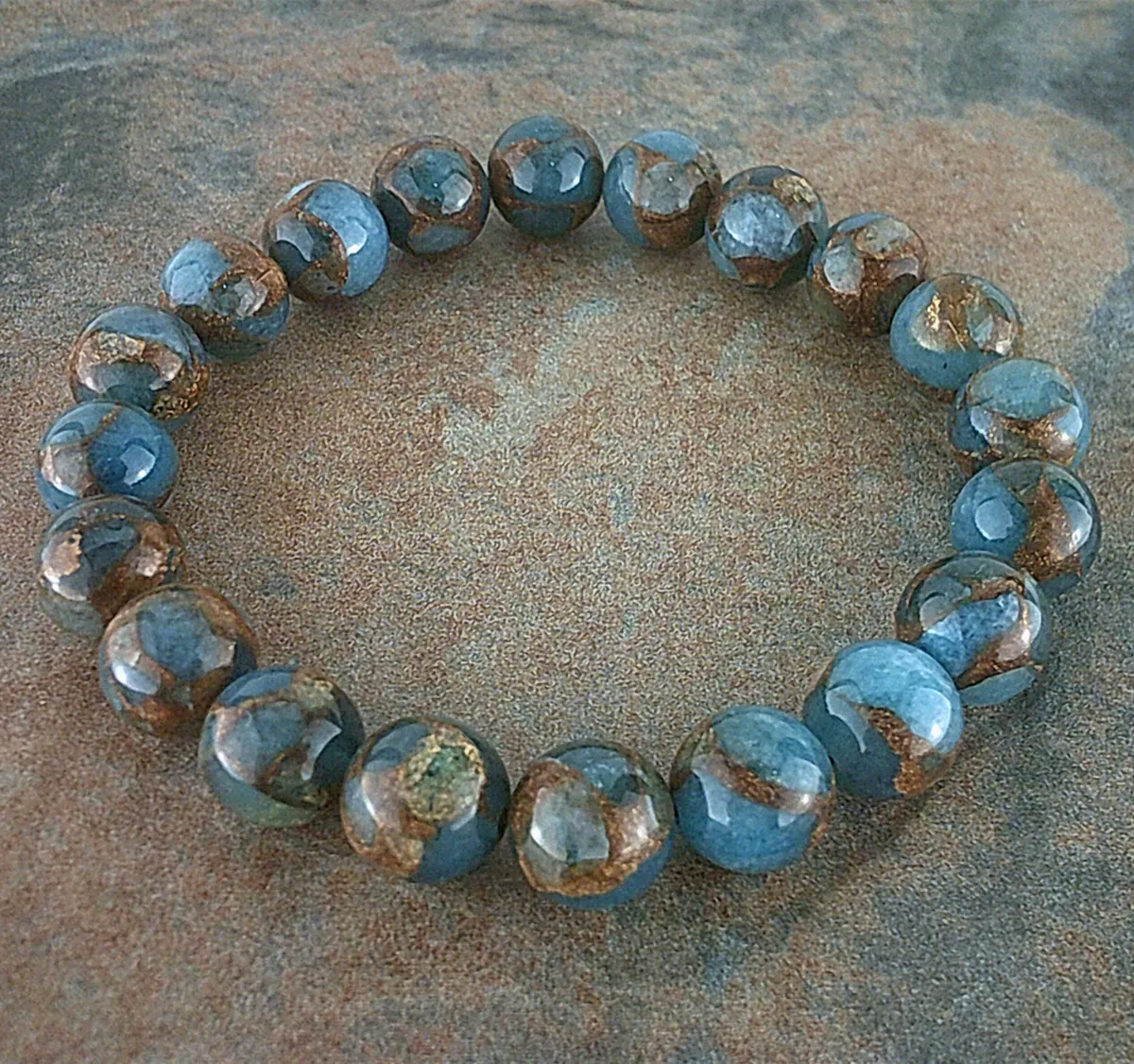 Natural 8MM Lake Blue Gemstone Bracelet Men Women Healing Stone Chakra  Jewelry