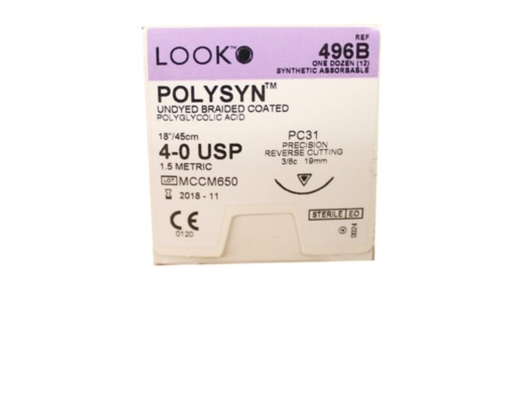 Surgical Specialties Look PolySyn 4-0 19mm 3/8 Circle box/12 496B | eBay