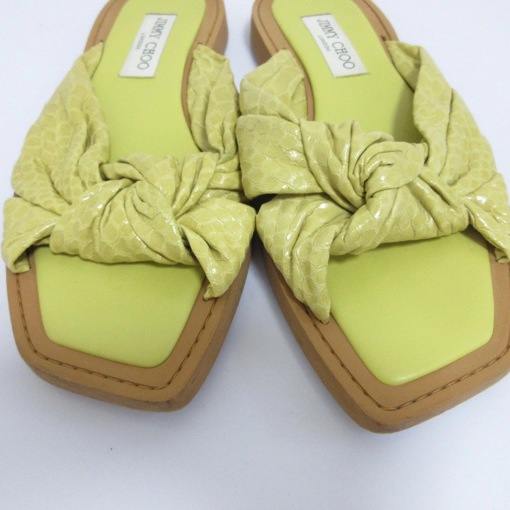 Jimmy Choo Python Embossed Ribbon Flat Sandals Ye… - image 6