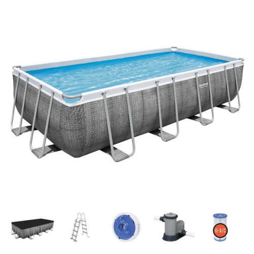 Bestway Power Steel 56998 Piscina elevada 549x274x122 cm efecto ratán gris