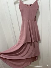 Womens Size 2 Pink Solid Fit & Flare Hi-Low D...