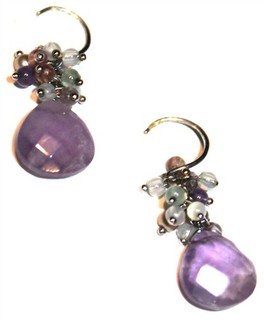 Fantastic 925 sterling silver semi precious amethyst gemstone earrings Lot#183