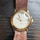 Vtg Carriage Timex Watch Women 28mm Gold Tone Date Indiglo Leather New Battery