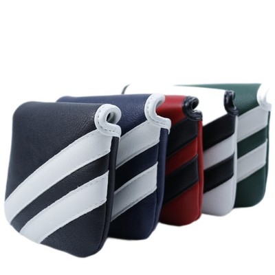 Streifen PU Golf Square Mallet Putter Head Cover with Magnetic Closure