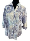 Chicos Wrinkle Resistant 3/4 Sleeve Ladies All Cotton Button Down Blouse Size 2/