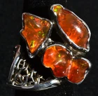MEXICAN NATURAL MULTI-COLOR FIRE OPAL 950 STERLING SILVER RING Sz8 TAXCO JEWELRY