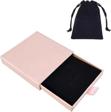 Quacc Small Jewelry Gift Box and Velvet Bag, Necklace Bracelet Earring Pink 