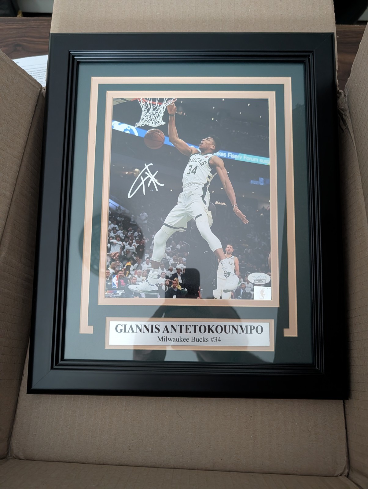 Giannis Antetokounmpo Autographed Signed Milwaukee Bucks #34 JSA Framed photograph 
