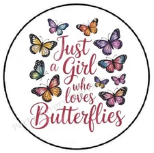 JUST A GIRL WHO LOVES BUTTERFLIES ENVELOPE SEALS LABELS STICKERS PARTY FAVORS