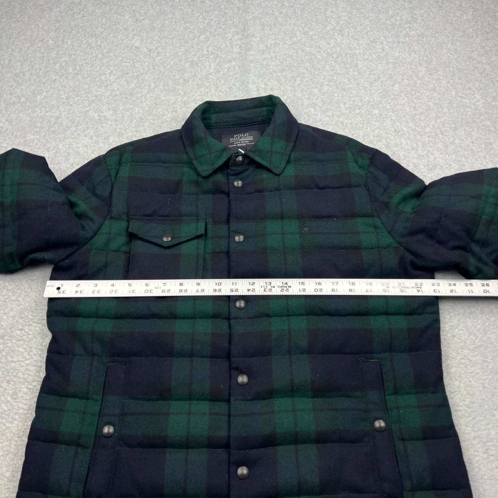 Polo Ralph Lauren Jacket Mens Large Black Watch Plaid Wool Down Filled Puffer image 6