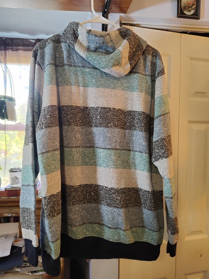 Burnside Buffalo 716 条纹连帽衫男式 L 码 — 第 4/4 张图片