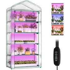 SUNYRISY Indoor Greenhouse with Grow Lights 4 Tier  / 5 Tier Plant Stand Shelf
