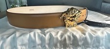 $695 NWT Versace Medusa Brown Smooth Leather Belt Size 38/95