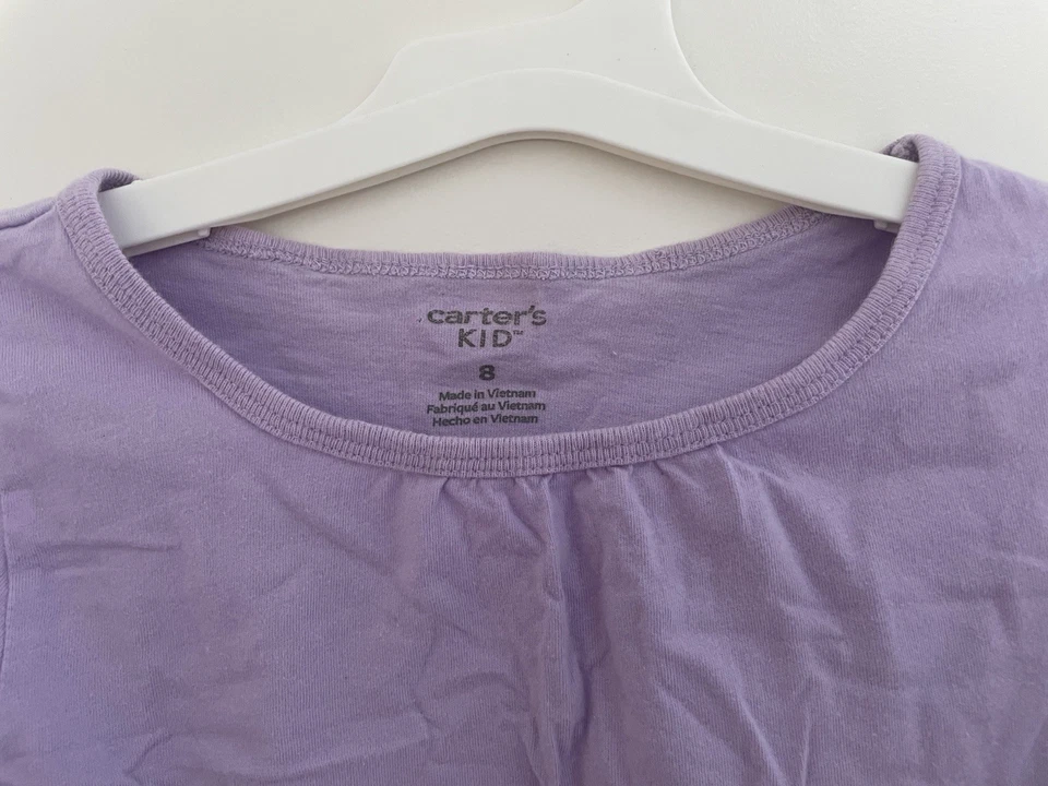 Camisa Carters Niño Niña Clásica Sólida Lavanda 100% Algodón Cuello Redondo Manga Larga 8 Foto 3 de 4