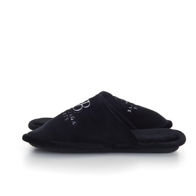 BALENCIAGA 550$ Resort Slippers - Logo Embroidery, Velours  display picture 2