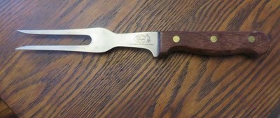 Vintage Great Blades Hi Carbon  Stainless Steel Meat Serving Fork Wood Handle