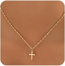 Cross Necklace for Women Trendy  Dainty 14K Gold Silver Plated Minimalist Cross