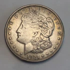 1921 Morgan Silver Dollar Circulated, 0.900 Fine Silver Shows Wear & Toning