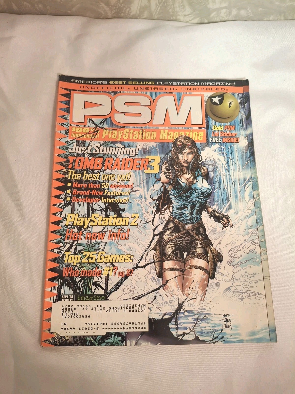 1998 PSM PlayStation Magazine #13 w/ Lid Sticker & Cards - Tomb Raider 3 - Retro