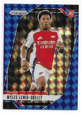 2024-25 Panini Prizm EPL #35 Myles Lewis-Skelly Blue Mosaic Prizm Rookie Card. rookie card picture