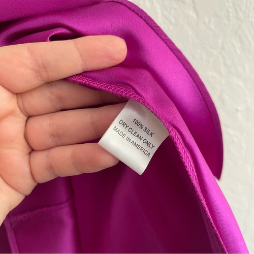 Mini Vestido Sin Tirantes Amanda Uprichard Seda Púrpura con Bufanda/Cinturón Para Mujer Pequeño - Imagen 7 de 7