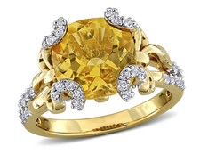 4.60 Carat ctw Citrine and White Topaz Ring Yellow Plated Sterling Silver